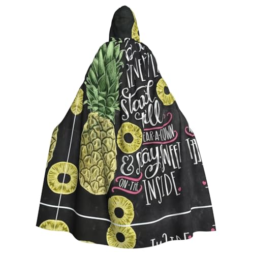 Fgwaauh 147,3 cm Umhang mit Kapuze, Ananas, Unisex, volle Länge, Kapuzenumhang, Halloween, Party, Cosplay, Kostüm, Umhang von Fgwaauh