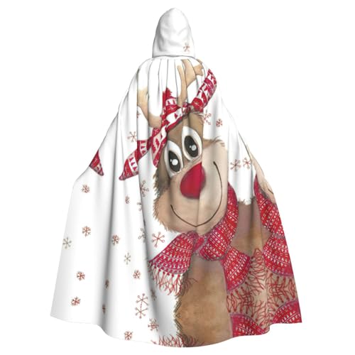 Fgwaauh 147,3 cm Umhang mit Kapuze, Elch-Weihnachtshaus, Unisex, volle Länge, Kapuzenumhang, Halloween, Party, Cosplay, Kostüm, Umhang von Fgwaauh