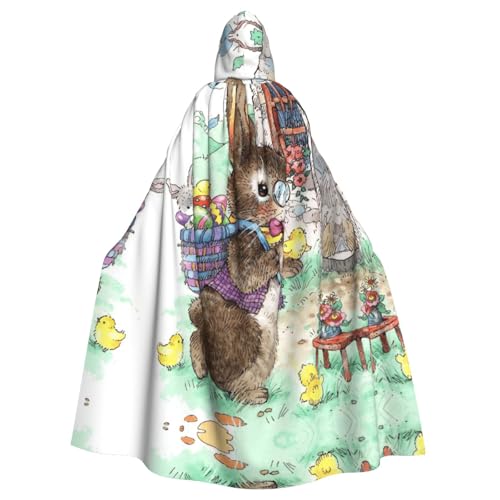 Fgwaauh 147,3 cm Umhang mit Kapuze, Osterhase, Unisex, volle Länge, Kapuzenumhang, Halloween, Party, Cosplay, Kostüm, Umhang von Fgwaauh