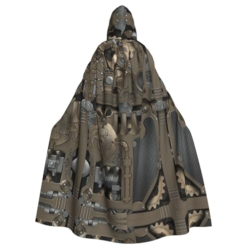 Fgwaauh 147,3 cm Umhang mit Kapuze, Steampunk, mechanische Zahnräder, Unisex, volle Länge, Kapuzenumhang, Halloween, Party, Cosplay, Kostüm, Umhang von Fgwaauh