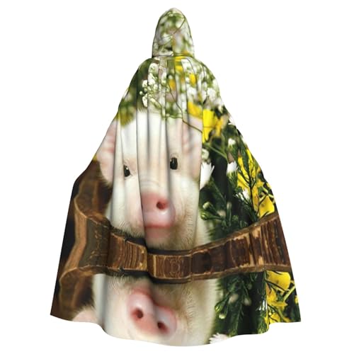 Fgwaauh 147,3 cm Umhang mit Kapuze, Vergewaltigungsblume Schwein, Unisex, volle Länge, Kapuzenumhang, Halloween, Party, Cosplay, Kostüm, Umhang von Fgwaauh