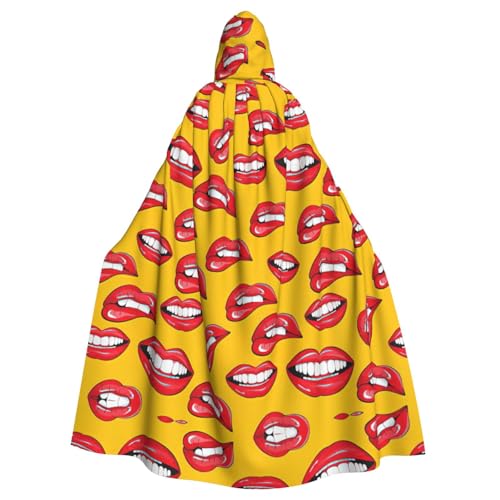 Fgwaauh 147,3 cm langer Umhang mit Kapuze, lächelnd und beißt ihre roten Lippen, Unisex, volle Länge, Kapuzenumhang, Halloween, Party, Cosplay, Kostüm, Umhang Fgwaauh 147,3 cm langer Umhang mit Kapuze, lächelnd und beißt ihre roten Lippen, Unisex, volle Länge, Kapuzenumhang, Halloween, Party, Cosplay, Kostüm, Umhang von Fgwaauh
