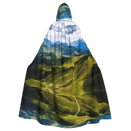 Fgwaauh Umhang mit Kapuze, 147,3 cm, Berggrün, Unisex, volle Länge, Kapuzenumhang, Halloween, Party, Cosplay, Kostüm, Umhang von Fgwaauh