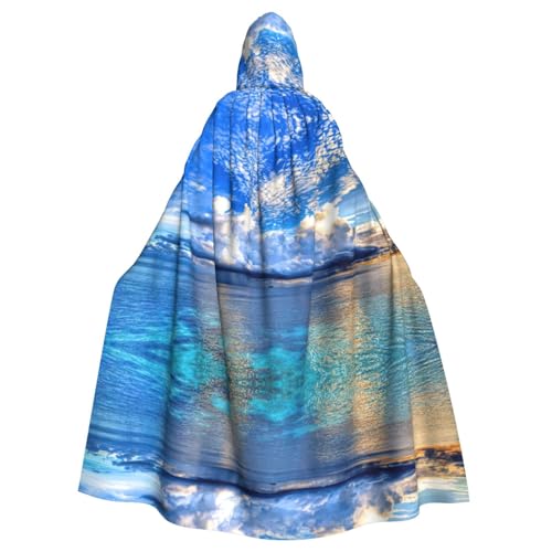 Fgwaauh Umhang mit Kapuze, 147,3 cm, blauer Ozean, Unisex, volle Länge, Kapuzenumhang, Halloween, Party, Cosplay, Kostüm, Umhang Fgwaauh Umhang mit Kapuze, 147,3 cm, blauer Ozean, Unisex, volle Länge, Kapuzenumhang, Halloween, Party, Cosplay, Kostüm, Umhang von Fgwaauh