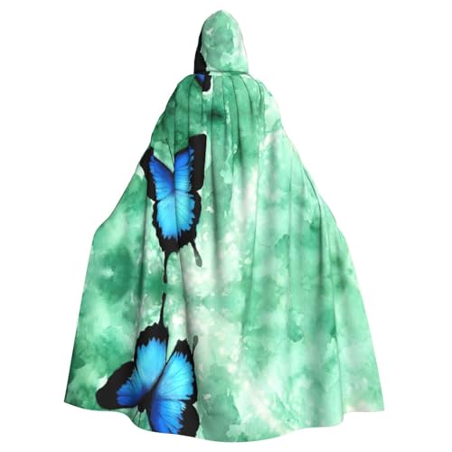 Fgwaauh Umhang mit Kapuze, 147,3 cm, blaues Schmetterlingsmuster, Unisex, volle Länge, Kapuzenumhang, Halloween, Party, Cosplay, Kostüm, Umhang Fgwaauh Umhang mit Kapuze, 147,3 cm, blaues Schmetterlingsmuster, Unisex, volle Länge, Kapuzenumhang, Halloween, Party, Cosplay, Kostüm, Umhang von Fgwaauh