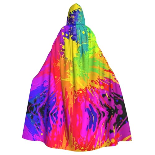 Fgwaauh Umhang mit Kapuze, 147,3 cm, buntes Spritzmuster, Unisex, volle Länge, Kapuzenumhang, Halloween, Party, Cosplay, Kostüm, Umhang Fgwaauh Umhang mit Kapuze, 147,3 cm, buntes Spritzmuster, Unisex, volle Länge, Kapuzenumhang, Halloween, Party, Cosplay, Kostüm, Umhang von Fgwaauh