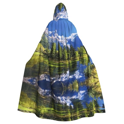 Fgwaauh Umhang mit Kapuze, 147,3 cm, schneebedeckte Berge, Unisex, volle Länge, Kapuzenumhang, Halloween, Party, Cosplay, Kostüm, Umhang von Fgwaauh
