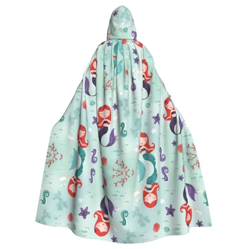 Fgwaauh Umhang mit Kapuze, 147,3 cm, schöner Meerjungfrauen-Umhang, Unisex, volle Länge, Kapuzenumhang, Halloween, Party, Cosplay, Kostüm, Umhang von Fgwaauh