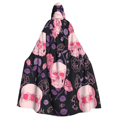 Fgwaauh Umhang mit Kapuze, 147,3 cm, violetter Rosen-Totenkopf, Unisex, volle Länge, Kapuzenumhang, Halloween, Party, Cosplay, Kostüm, Umhang Fgwaauh Umhang mit Kapuze, 147,3 cm, violetter Rosen-Totenkopf, Unisex, volle Länge, Kapuzenumhang, Halloween, Party, Cosplay, Kostüm, Umhang von Fgwaauh