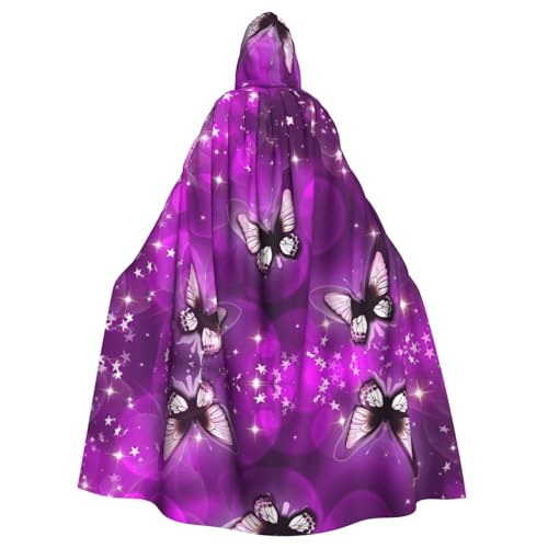 Fgwaauh Umhang mit Kapuze, 147,3 cm, violetter Schmetterling. 11 Unisex Kapuzenumhang in voller Länge, für Halloween, Party, Cosplay, Kostüm, Umhang von Fgwaauh
