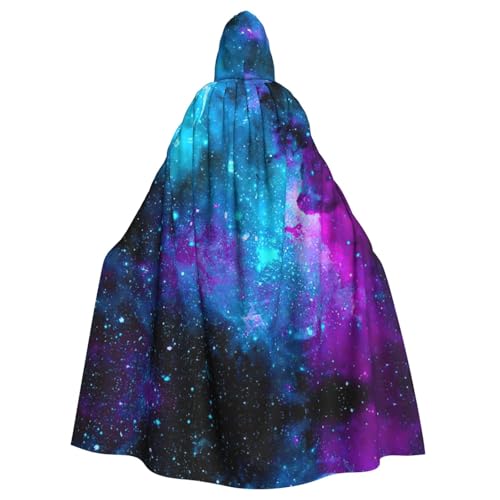 Fgwaauh Umhang mit Kapuze, 147,3 cm, violetter Sternenhimmel, Unisex, volle Länge, Kapuzenumhang, Halloween, Party, Cosplay, Kostüm, Umhang von Fgwaauh