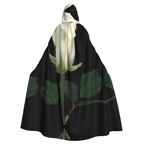 Fgwaauh Umhang mit Kapuze, 147,3 cm, weiße Rose, Unisex, volle Länge, Kapuzenumhang, Halloween, Party, Cosplay, Kostüm, Umhang Fgwaauh Umhang mit Kapuze, 147,3 cm, weiße Rose, Unisex, volle Länge, Kapuzenumhang, Halloween, Party, Cosplay, Kostüm, Umhang von Fgwaauh