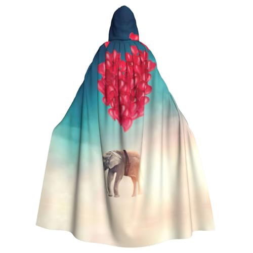 Fgwaauh Umhang mit Kapuze, Elefant, rotes Herz, Unisex, volle Länge, Kapuzenumhang, Halloween, Party, Cosplay, Kostüm, Umhang Fgwaauh Umhang mit Kapuze, Elefant, rotes Herz, Unisex, volle Länge, Kapuzenumhang, Halloween, Party, Cosplay, Kostüm, Umhang von Fgwaauh