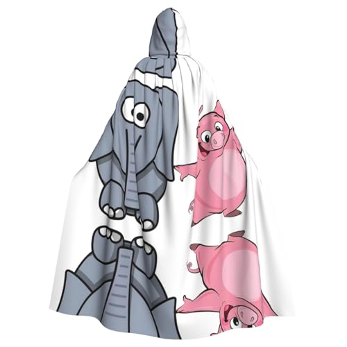 Fgwaauh Umhang mit Kapuze, Elefant und Schweinchen, Unisex, volle Länge, Kapuzenumhang, Halloween, Party, Cosplay, Kostüm, Umhang, 147,3 cm Fgwaauh Umhang mit Kapuze, Elefant und Schweinchen, Unisex, volle Länge, Kapuzenumhang, Halloween, Party, Cosplay, Kostüm, Umhang, 147,3 cm von Fgwaauh