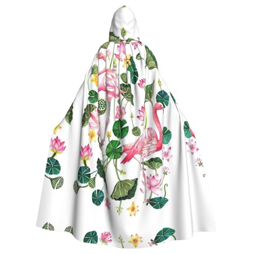 Fgwaauh Umhang mit Kapuze, Flamingo-Vogel, runde Blätter, Unisex, volle Länge, Kapuzenumhang, Halloween, Party, Cosplay, Kostüm, Umhang, 147,3 cm Fgwaauh Umhang mit Kapuze, Flamingo-Vogel, runde Blätter, Unisex, volle Länge, Kapuzenumhang, Halloween, Party, Cosplay, Kostüm, Umhang, 147,3 cm von Fgwaauh