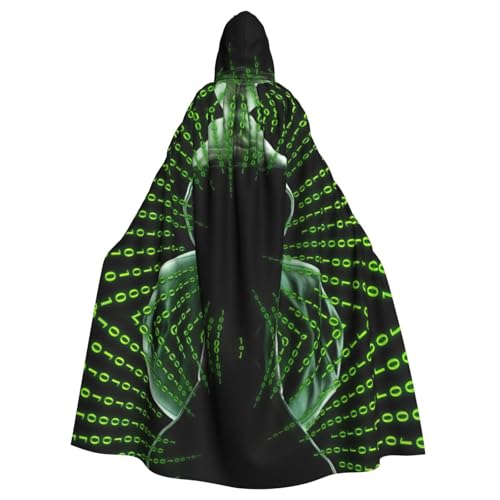 Fgwaauh Umhang mit Kapuze, Hacker Attack, Unisex, volle Länge, Kapuzenumhang, Halloween, Party, Cosplay, Kostüm, Umhang, 147,3 cm von Fgwaauh