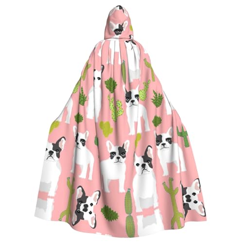 Fgwaauh Umhang mit Kapuze, Kakteen und Hund, Unisex, volle Länge, Kapuzenumhang, Halloween, Party, Cosplay, Kostüm, Umhang, 147,3 cm von Fgwaauh
