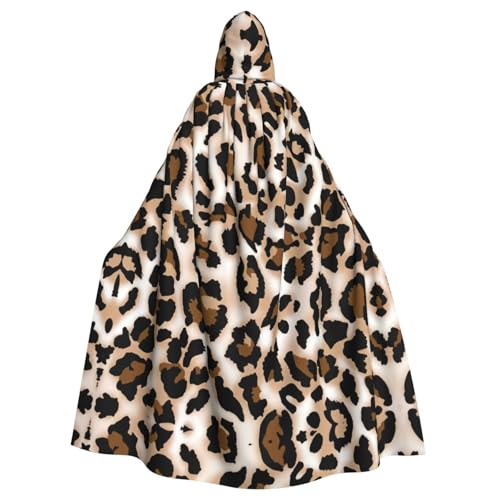 Fgwaauh Umhang mit Kapuze, Leopardenmuster, Unisex, 147,3 cm, Kapuzenumhang, Halloween, Party, Cosplay, Kostüm, Umhang von Fgwaauh