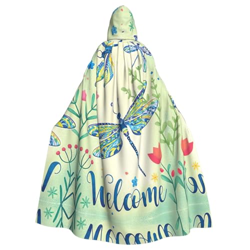 Fgwaauh Umhang mit Kapuze, Libellen und Blumen, Unisex, volle Länge, Kapuzenumhang, Halloween, Party, Cosplay, Kostüm, Umhang, 147,3 cm Fgwaauh Umhang mit Kapuze, Libellen und Blumen, Unisex, volle Länge, Kapuzenumhang, Halloween, Party, Cosplay, Kostüm, Umhang, 147,3 cm von Fgwaauh