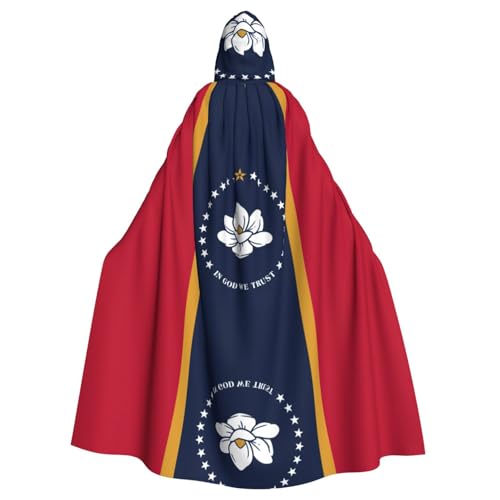 Fgwaauh Umhang mit Kapuze, Mississippi-Staatsflagge, Unisex, volle Länge, Kapuzenumhang, Halloween, Party, Cosplay, Kostüm, Umhang, 147,3 cm von Fgwaauh