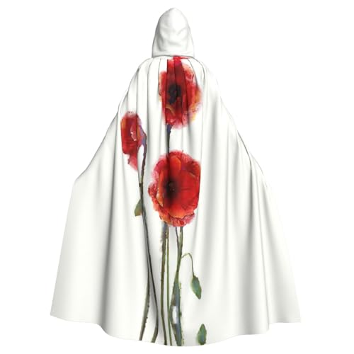 Fgwaauh Umhang mit Kapuze, Mohnblumen, Unisex, volle Länge, Kapuzenumhang, Halloween, Party, Cosplay, Kostüm, Umhang, 147,3 cm von Fgwaauh