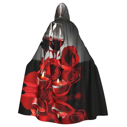 Fgwaauh Umhang mit Kapuze, Rotweinrose und Kerze, Unisex, volle Länge, Kapuzenumhang, Halloween, Party, Cosplay, Kostüm, Umhang, 147,3 cm Fgwaauh Umhang mit Kapuze, Rotweinrose und Kerze, Unisex, volle Länge, Kapuzenumhang, Halloween, Party, Cosplay, Kostüm, Umhang, 147,3 cm von Fgwaauh
