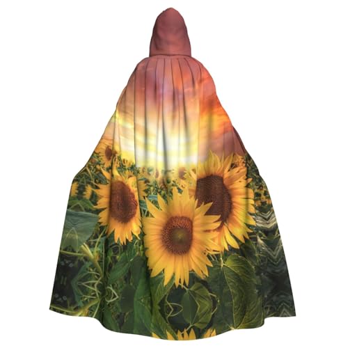 Fgwaauh Umhang mit Kapuze, Sonnenblumen, Sonnenlicht, Unisex, volle Länge, Kapuzenumhang, Halloween, Party, Cosplay, Kostüm, Umhang von Fgwaauh