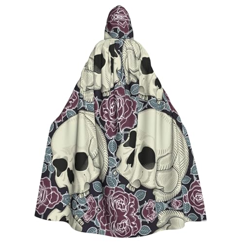Fgwaauh Umhang mit Kapuze, Totenkopf-Blumen, Unisex, volle Länge, Kapuzenumhang, Halloween, Party, Cosplay, Kostüm, Umhang, 147,3 cm Fgwaauh Umhang mit Kapuze, Totenkopf-Blumen, Unisex, volle Länge, Kapuzenumhang, Halloween, Party, Cosplay, Kostüm, Umhang, 147,3 cm von Fgwaauh