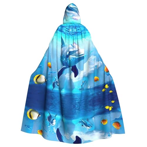 Fgwaauh Umhang mit Kapuze, Unterwasserwelt, Delfin, Fisch, Unisex, volle Länge, Kapuzenumhang, Halloween, Party, Cosplay, Kostüm, Umhang, 147,3 cm Fgwaauh Umhang mit Kapuze, Unterwasserwelt, Delfin, Fisch, Unisex, volle Länge, Kapuzenumhang, Halloween, Party, Cosplay, Kostüm, Umhang, 147,3 cm von Fgwaauh