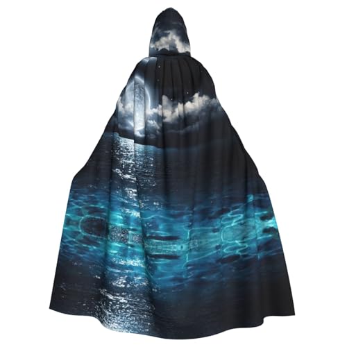 Fgwaauh Umhang mit Kapuze, Vollmond und nebligen Wolken mit Türkis, Unisex, volle Länge, Kapuzenumhang, Halloween, Party, Cosplay, Kostüm, Umhang, 147,3 cm Fgwaauh Umhang mit Kapuze, Vollmond und nebligen Wolken mit Türkis, Unisex, volle Länge, Kapuzenumhang, Halloween, Party, Cosplay, Kostüm, Umhang, 147,3 cm von Fgwaauh