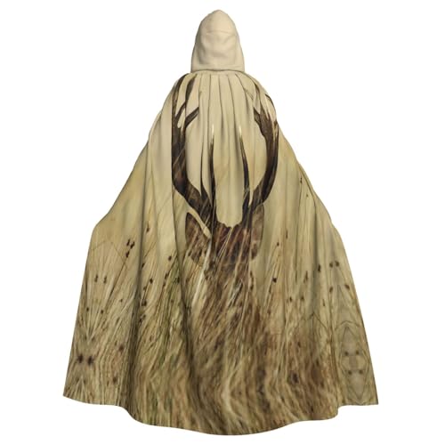 Fgwaauh Umhang mit Kapuze, Weißschwanz-Rehkitz in der Wildnis, Hirsch, Unisex, volle Länge, Kapuzenumhang, Halloween, Party, Cosplay, Kostüm, Umhang von Fgwaauh