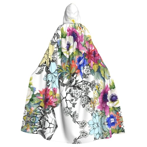 Fgwaauh Umhang mit Kapuze, Wilde Blumen, Vögel, Blätter, Zweige, Unisex, volle Länge, Kapuzenumhang, Halloween, Party, Cosplay, Kostüm, Umhang, 147,3 cm Fgwaauh Umhang mit Kapuze, Wilde Blumen, Vögel, Blätter, Zweige, Unisex, volle Länge, Kapuzenumhang, Halloween, Party, Cosplay, Kostüm, Umhang, 147,3 cm von Fgwaauh