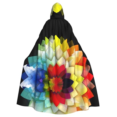 Fgwaauh Umhang mit Kapuze, bunte Blume, Unisex, volle Länge, Kapuzenumhang, Halloween, Party, Cosplay, Kostüm, Umhang, 147,3 cm von Fgwaauh