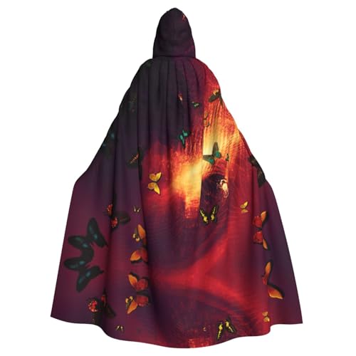 Fgwaauh Umhang mit Kapuze, buntes Schmetterlingsmuster, Unisex, volle Länge, Kapuzenumhang, Halloween, Party, Cosplay, Kostüm, Umhang, 147,3 cm Fgwaauh Umhang mit Kapuze, buntes Schmetterlingsmuster, Unisex, volle Länge, Kapuzenumhang, Halloween, Party, Cosplay, Kostüm, Umhang, 147,3 cm von Fgwaauh