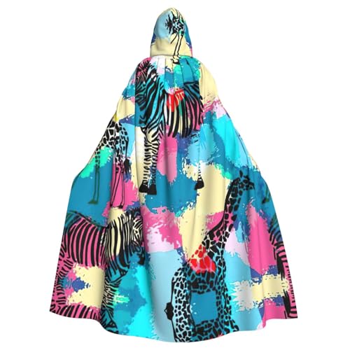 Fgwaauh Umhang mit Kapuze, farbiges Zebramuster, Unisex, volle Länge, Kapuzenumhang, Halloween, Party, Cosplay, Kostüm, Umhang Fgwaauh Umhang mit Kapuze, farbiges Zebramuster, Unisex, volle Länge, Kapuzenumhang, Halloween, Party, Cosplay, Kostüm, Umhang von Fgwaauh