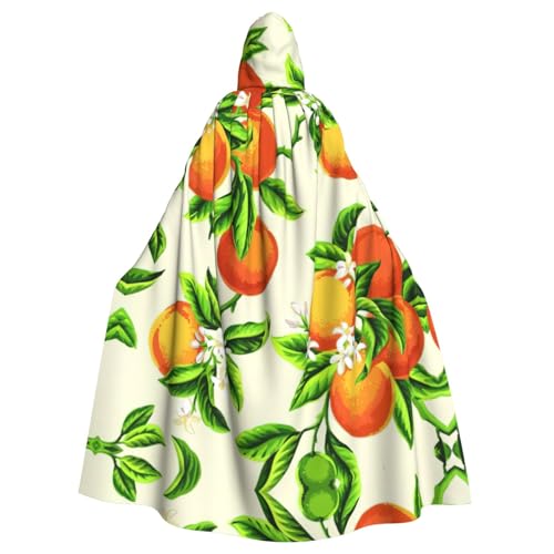 Fgwaauh Umhang mit Kapuze, gelbe Blüten und orangefarbene Früchte, Unisex, volle Länge, Kapuzenumhang, Halloween, Party, Cosplay, Kostüm, Umhang, 147,3 cm Fgwaauh Umhang mit Kapuze, gelbe Blüten und orangefarbene Früchte, Unisex, volle Länge, Kapuzenumhang, Halloween, Party, Cosplay, Kostüm, Umhang, 147,3 cm von Fgwaauh