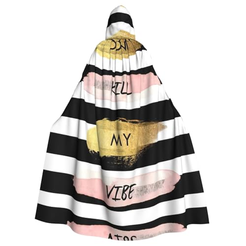 Fgwaauh Umhang mit Kapuze, gestreift, Aufschrift "Don't Kill My Vibe", Unisex, volle Länge, Kapuzenumhang, Halloween, Party, Cosplay, Kostüm, Umhang, 147,3 cm von Fgwaauh