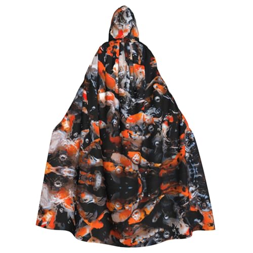 Fgwaauh Umhang mit Kapuze, japanischer Koi-Karpfenfisch, Unisex, volle Länge, Kapuzenumhang, Halloween, Party, Cosplay, Kostüm, Umhang von Fgwaauh