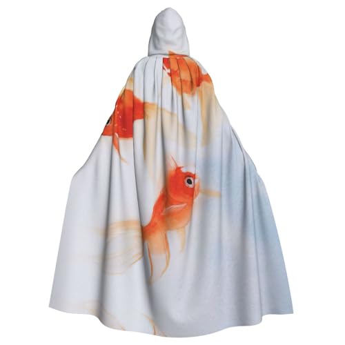 Fgwaauh Umhang mit Kapuze, kleiner Goldfisch, der im Wasser schwimmt, Unisex, volle Länge, Kapuzenumhang, Halloween, Party, Cosplay, Kostüm, Umhang von Fgwaauh