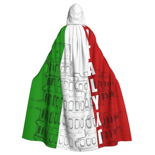 Fgwaauh Umhang mit Kapuze, römisches Kolosseum, italienische Flagge, Unisex, volle Länge, Kapuzenumhang, Halloween, Party, Cosplay, Kostüm, Umhang von Fgwaauh