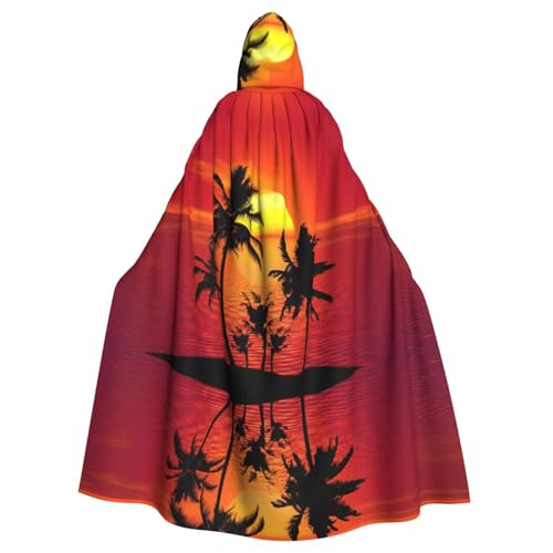 Fgwaauh Umhang mit Kapuze, tropischer Sonnenuntergang, Unisex, volle Länge, Kapuzenumhang, Halloween, Party, Cosplay, Kostüm, Umhang von Fgwaauh