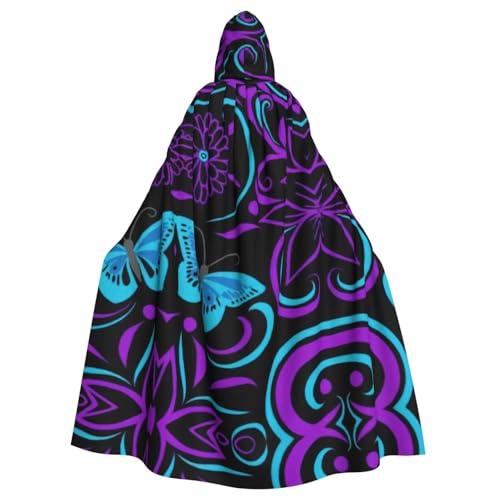 Fgwaauh Umhang mit Kapuze, violetter Schmetterling und Blumen, Unisex, volle Länge, Kapuzenumhang, Halloween, Party, Cosplay, Kostüm, Umhang, 147,3 cm Fgwaauh Umhang mit Kapuze, violetter Schmetterling und Blumen, Unisex, volle Länge, Kapuzenumhang, Halloween, Party, Cosplay, Kostüm, Umhang, 147,3 cm von Fgwaauh
