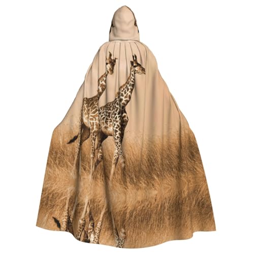 Fgwaauh Umhang mit Kapuze, zwei Giraffen, die auf dem Barren laufen, Unisex, volle Länge, Kapuzenumhang, Halloween, Party, Cosplay, Kostüm, Umhang von Fgwaauh