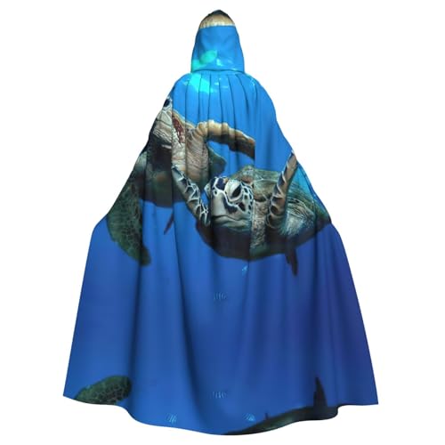 Fgwaauh Umhang mit Kapuze, zwei U-Boot-Schildkröten unter dem Meer, Unisex, volle Länge, Kapuzenumhang, Halloween, Party, Cosplay, Kostüm, Umhang von Fgwaauh