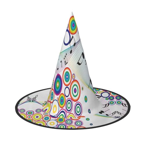 Halloween-Hexenhut, Musiknoten in Regenbogenfarben, Halloween-Kostüme für Damen und Herren, Hexenhüte, Verkleidung Halloween-Hexenhut, Musiknoten in Regenbogenfarben, Halloween-Kostüme für Damen und Herren, Hexenhüte, Verkleidung von Fgwaauh