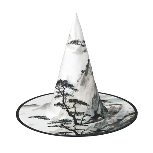 Halloween Hexenhut mit Berg- und Kiefernbaum, Halloween-Kostüme für Damen und Herren, Hexenhüte von Fgwaauh