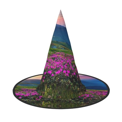 Hexenhut mit violetten Blumen, Wiese, Berg, Halloween, Hexenhut, Halloween-Kostüme für Damen und Herren, Hexenhut, Verkleidung Hexenhut mit violetten Blumen, Wiese, Berg, Halloween, Hexenhut, Halloween-Kostüme für Damen und Herren, Hexenhut, Verkleidung von Fgwaauh