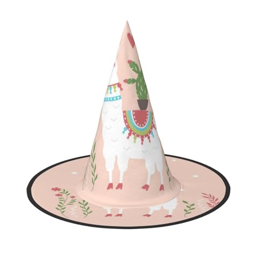 Niedlicher handgezeichneter Lama-Halloween-Hexenhut, Halloween-Kostüme für Damen und Herren, Hexenhüte Niedlicher handgezeichneter Lama-Halloween-Hexenhut, Halloween-Kostüme für Damen und Herren, Hexenhüte von Fgwaauh