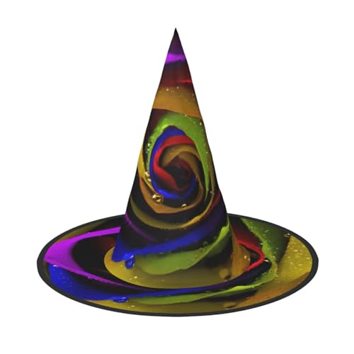 Regenbogenrosen, Halloween-Hexenhut, Halloween-Kostüme für Damen und Herren, Hexenhüte, Verkleidung Regenbogenrosen, Halloween-Hexenhut, Halloween-Kostüme für Damen und Herren, Hexenhüte, Verkleidung von Fgwaauh