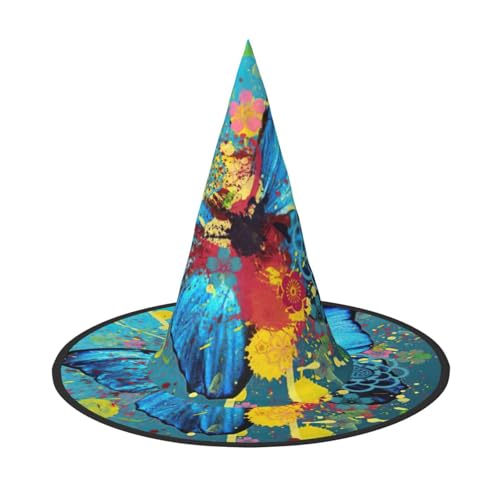 Schmetterlingsmuster, Halloween-Hexenhut, Halloween-Kostüme für Damen und Herren, Hexenhüte Schmetterlingsmuster, Halloween-Hexenhut, Halloween-Kostüme für Damen und Herren, Hexenhüte von Fgwaauh